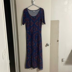 Classic Blue Print LuLaRoe Maxi Dress, Size XL